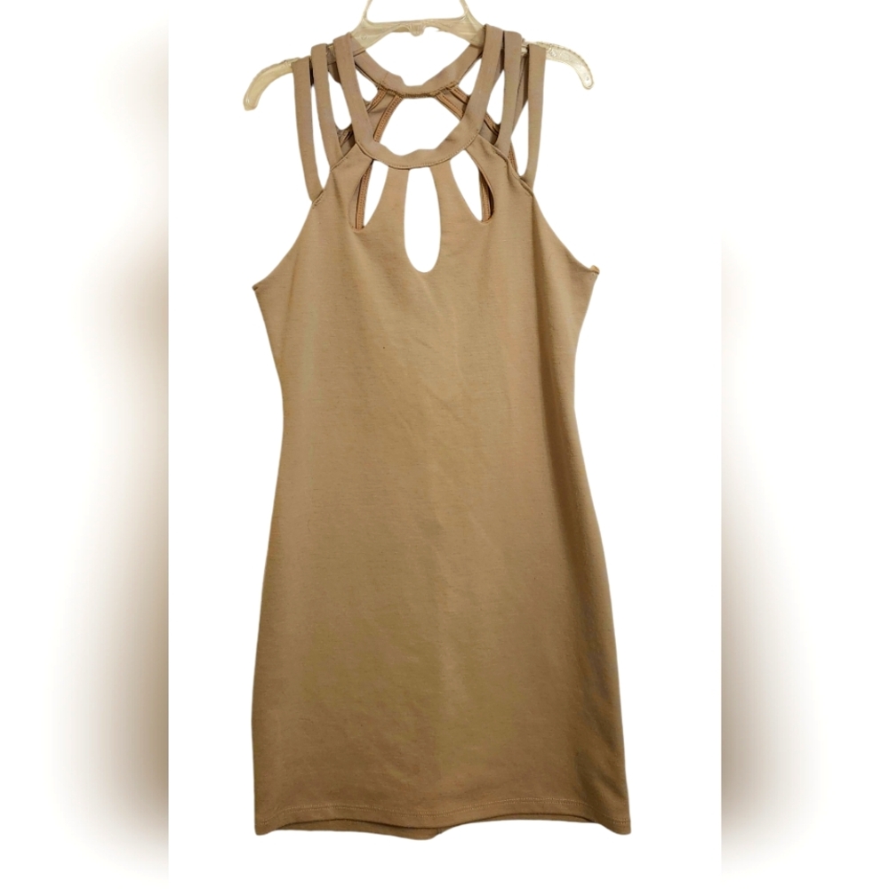 Taupe Trac Bodycon Mini Dress Size L